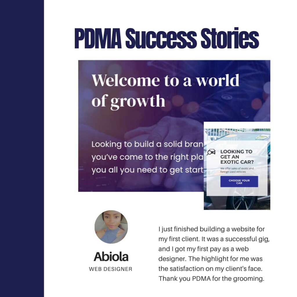 Abiola Success Story when she attended our digital marketing training, PDMA